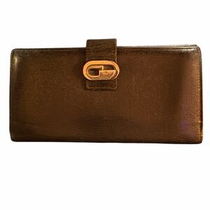 Vintage Gucci Black Textured Leather Continental Wallet - Authentic